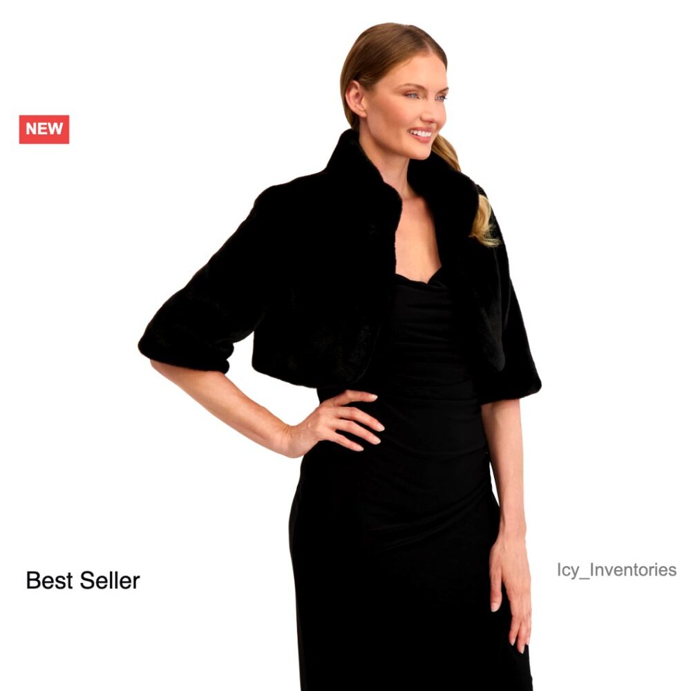 Faux Fur Shrug Cropped Evening Wrap Soft Plush Wedding Party Coverup